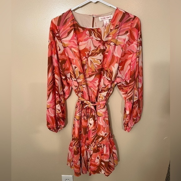 Flying Tomato Orange Ruffle Bottom Dress Sz M NWOT - Picture 4 of 8